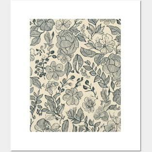 Floral Pattern Hand Drawn Sketch: Handcrafted Petal Patterns Posters and Art